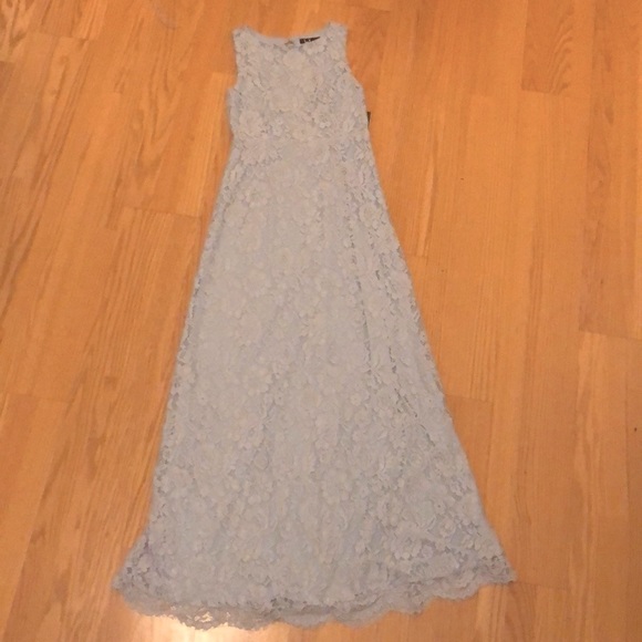 Bridesmaid Elegant Long BABY BLUE lace dress - Picture 4 of 5